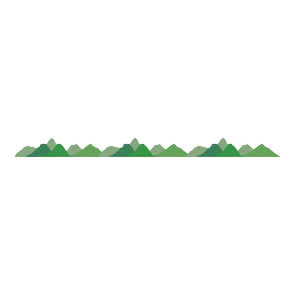 Seamless decoration border with green mountain pattern, urban outdoor view. Isolated on white background, vector, illustration, EPS10 vector