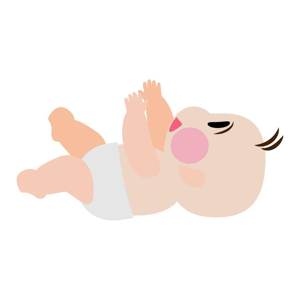 Cartoon baby newborn lie down. Infant growth stages. Cute baby learning from newborn to toddler. Newborn learning phrase. Vector, illustration, EPS10 vector