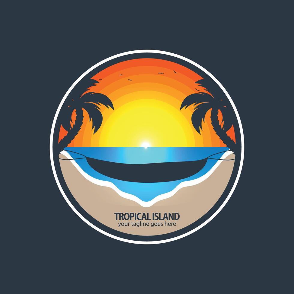 tropical isla logo vector