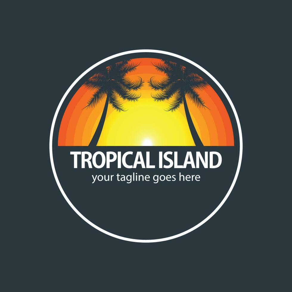 tropical isla logo vector