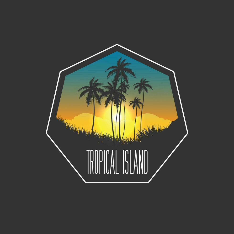 tropical isla logo vector