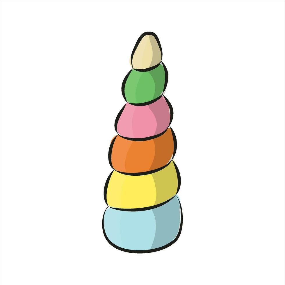 Doodle Style Rainbow Unicorn Horn vector