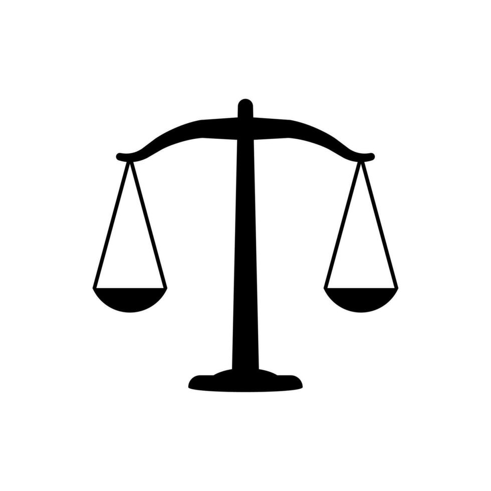 scales of justice.flat design icon illustration of weighing or light measuring scales object.vector black silhouette balance of justice vector