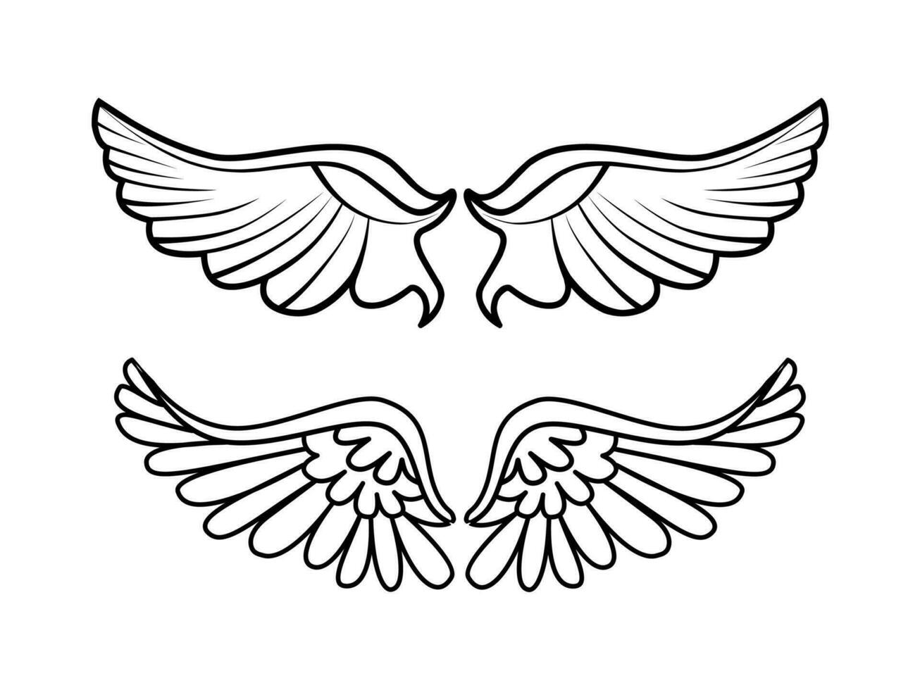 wing feathers,two wings vector illustration,a pair of wings decor,isolated on a white background