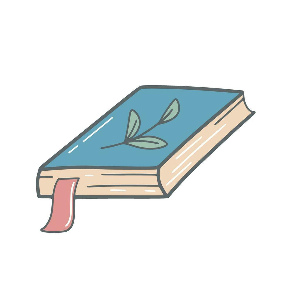 Closed book with bookmark doodle sketch style vector