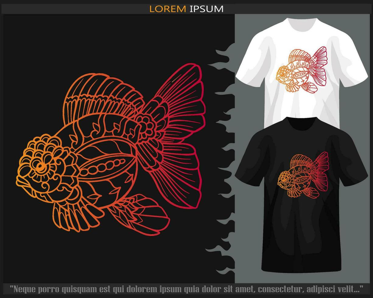 Gradient Colorful Goldfish mandala arts isolated on black and white t shirt. vector