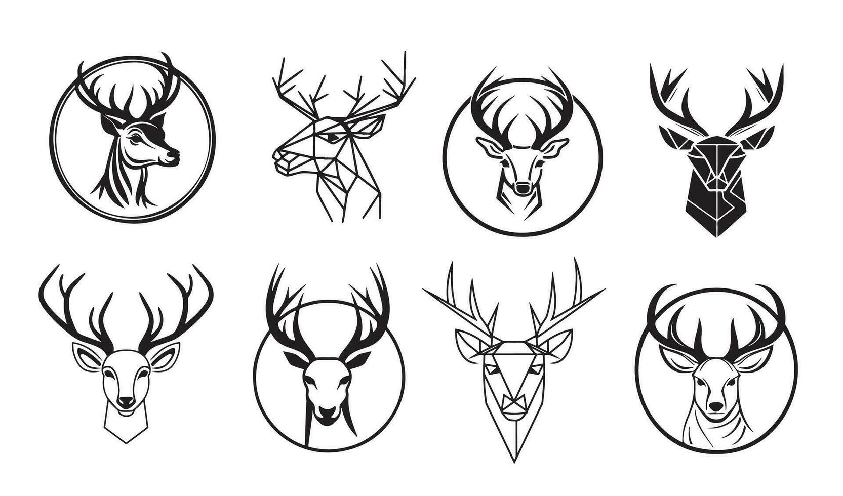 Deer head logo sketch hand drawn in doodle style Vector illustration