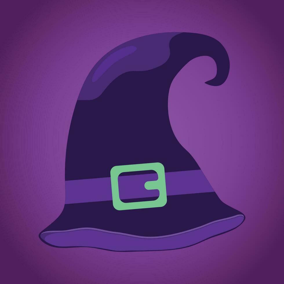 Witch's hat on dark background, traditional Halloween design element. vector