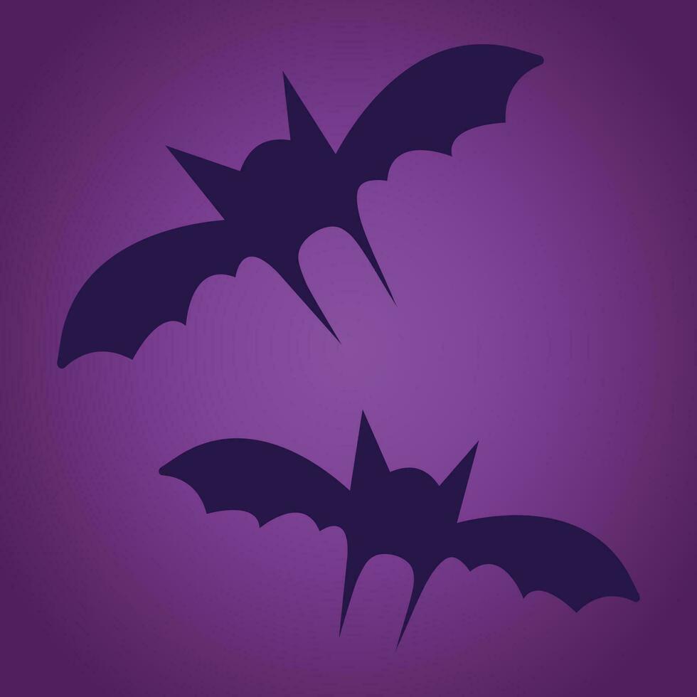 Bats silhouettes solated on dark background, halloween traditional design element. vector