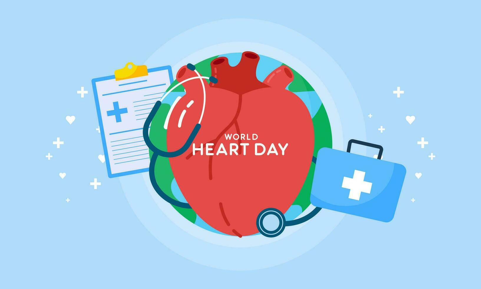 Celebrate Annual Awareness of World Heart Day Vector Illustration