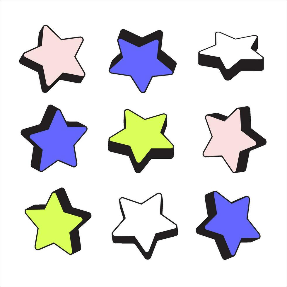 Isometric Star Shape with Outline vector