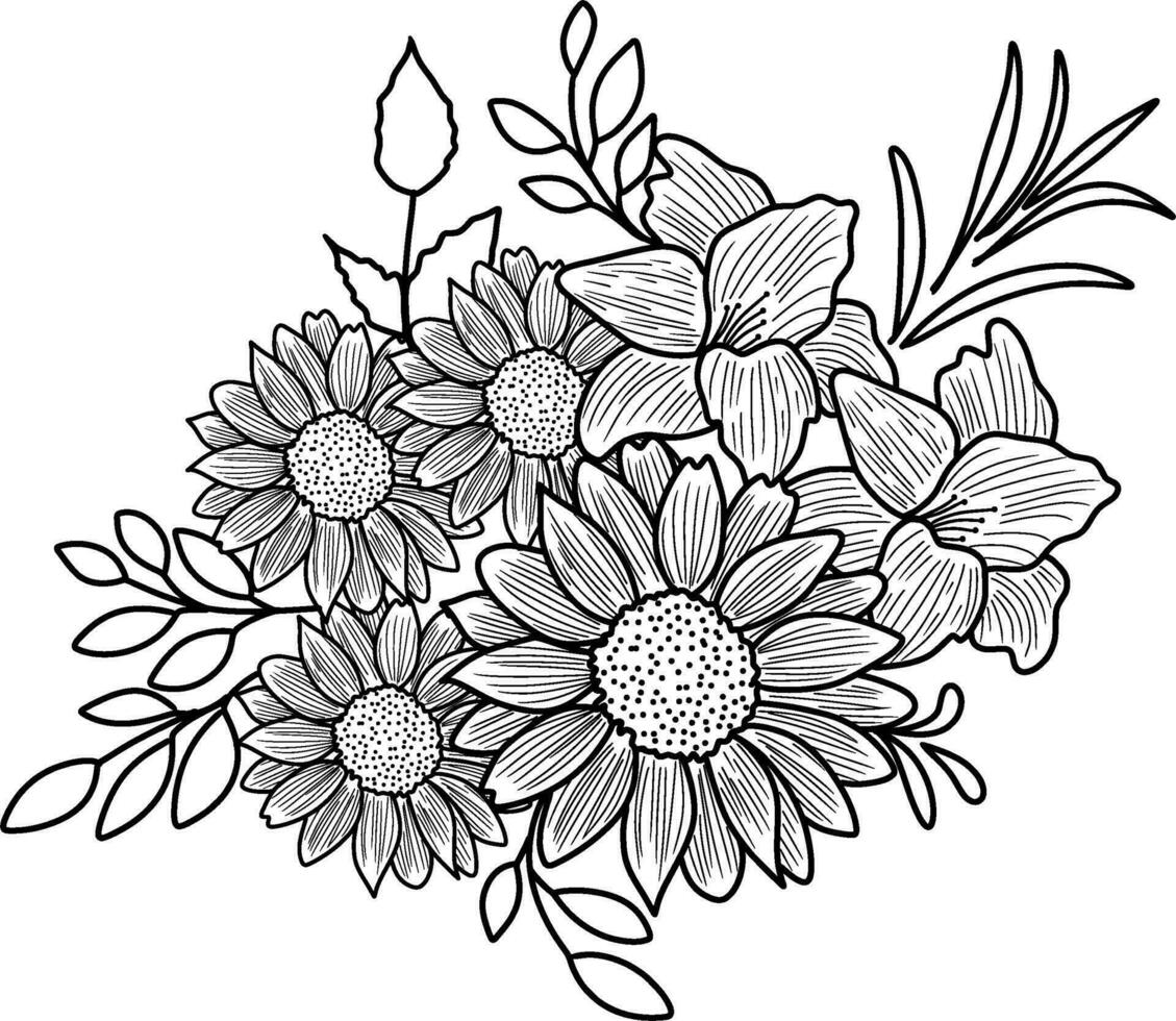 Sketch of Floral Arrangement Illustration vector