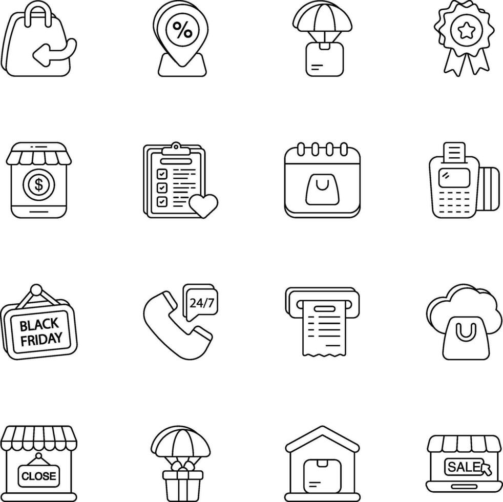 Pack of Ecommerce and Shopping line icons set vector