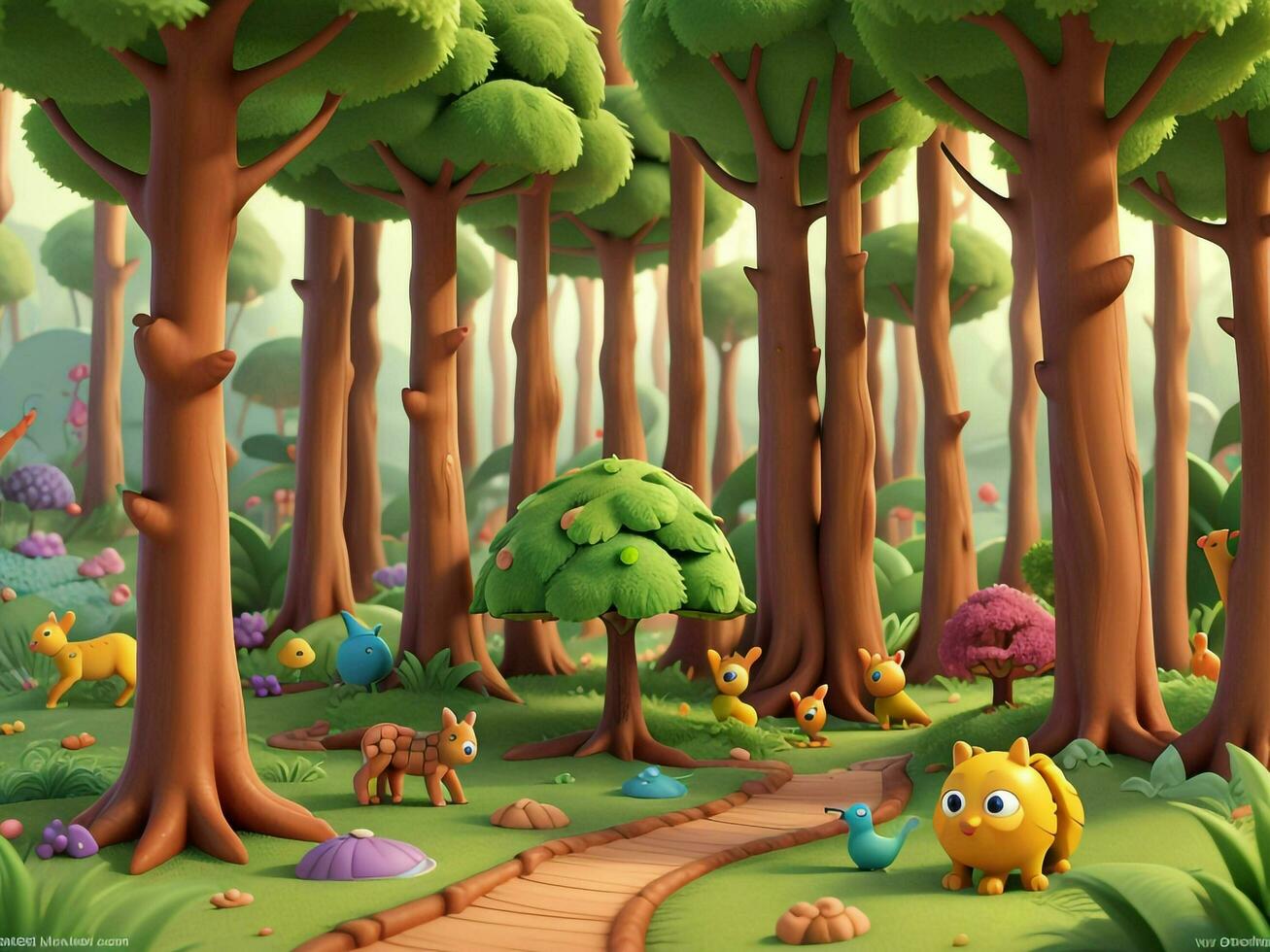 3D Animation forest scene with various forest trees 27506684 Stock ...