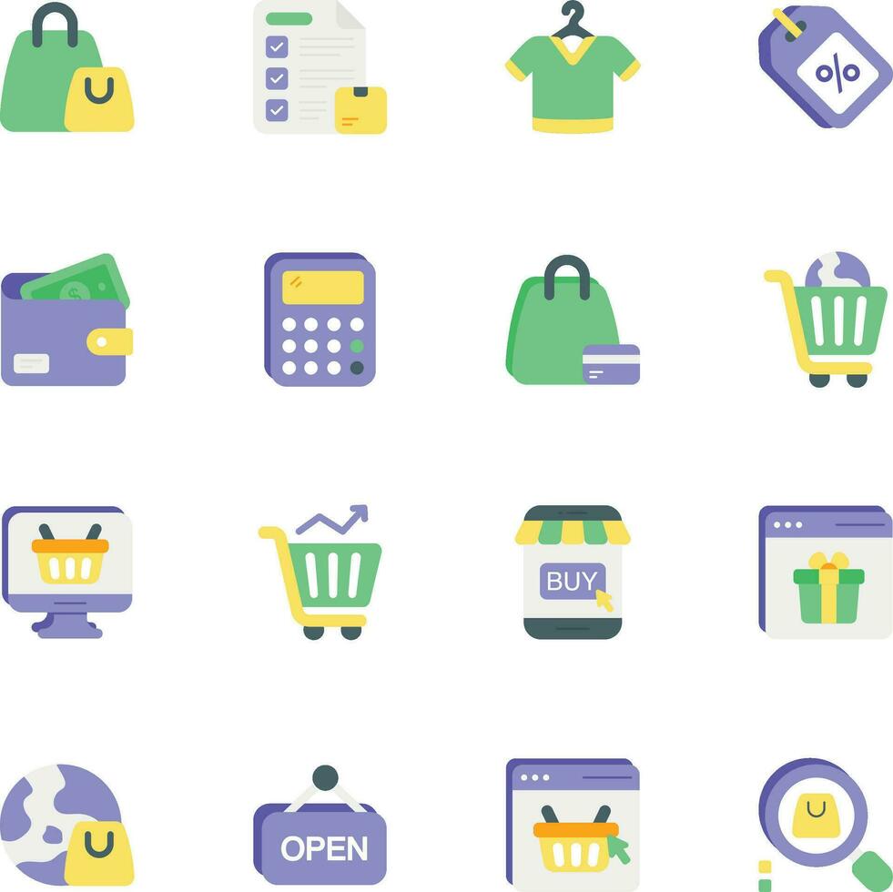 pack of Ecommerce and Shopping flat icons set vector