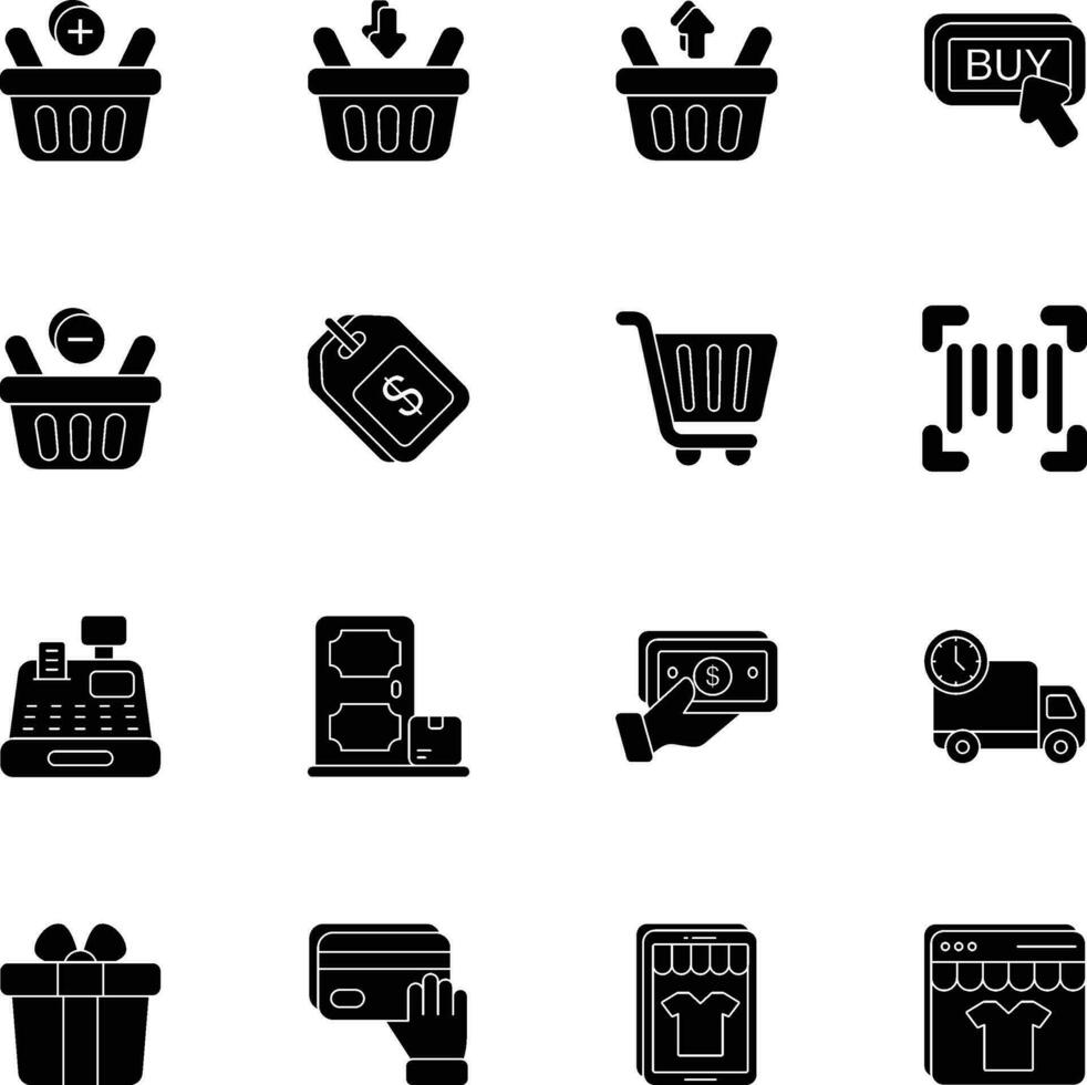 Pack of Ecommerce and Shopping glyph icons set vector