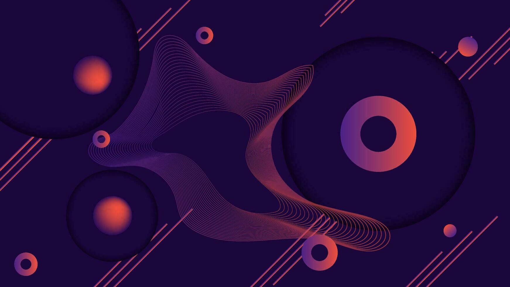 colorful 3d circle and line wave blend background vector