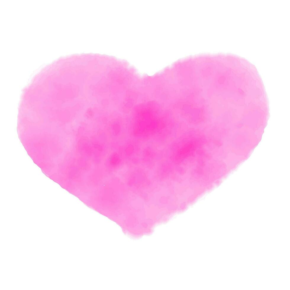 Watercolor painted pink heart on white background , vector