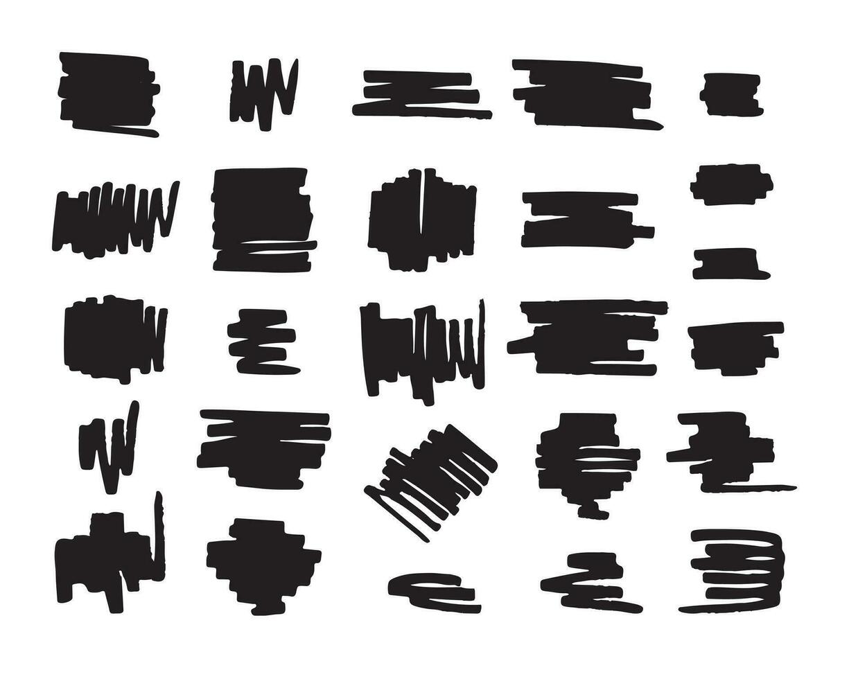 Vector set bundle of hand drawn black brush lines