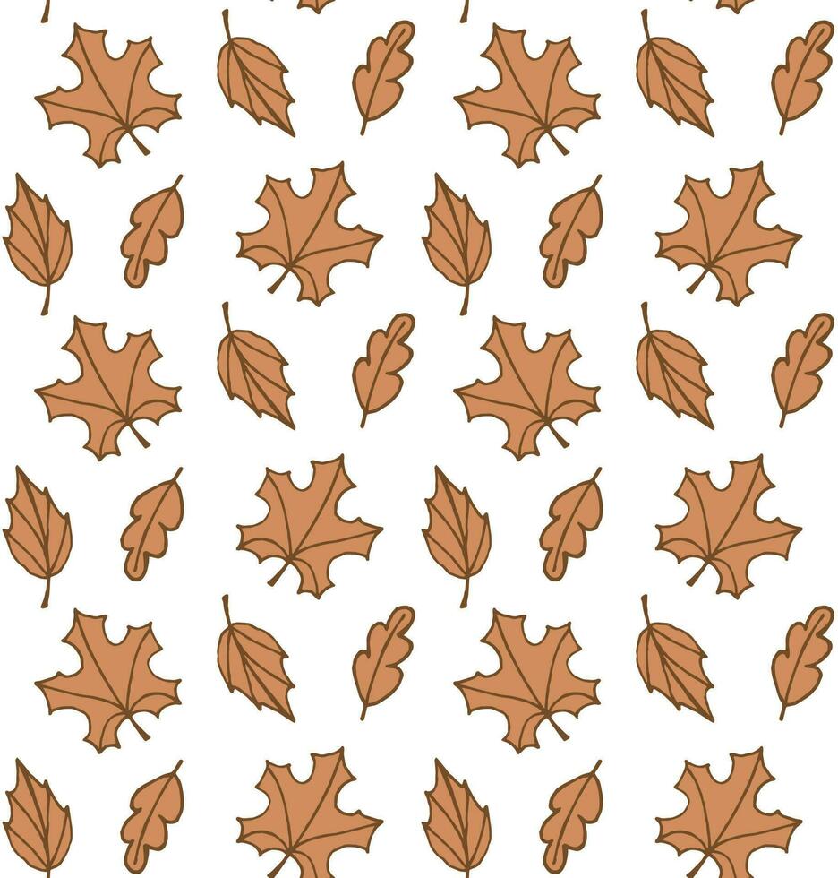 Vector seamless pattern of different autumn leaf