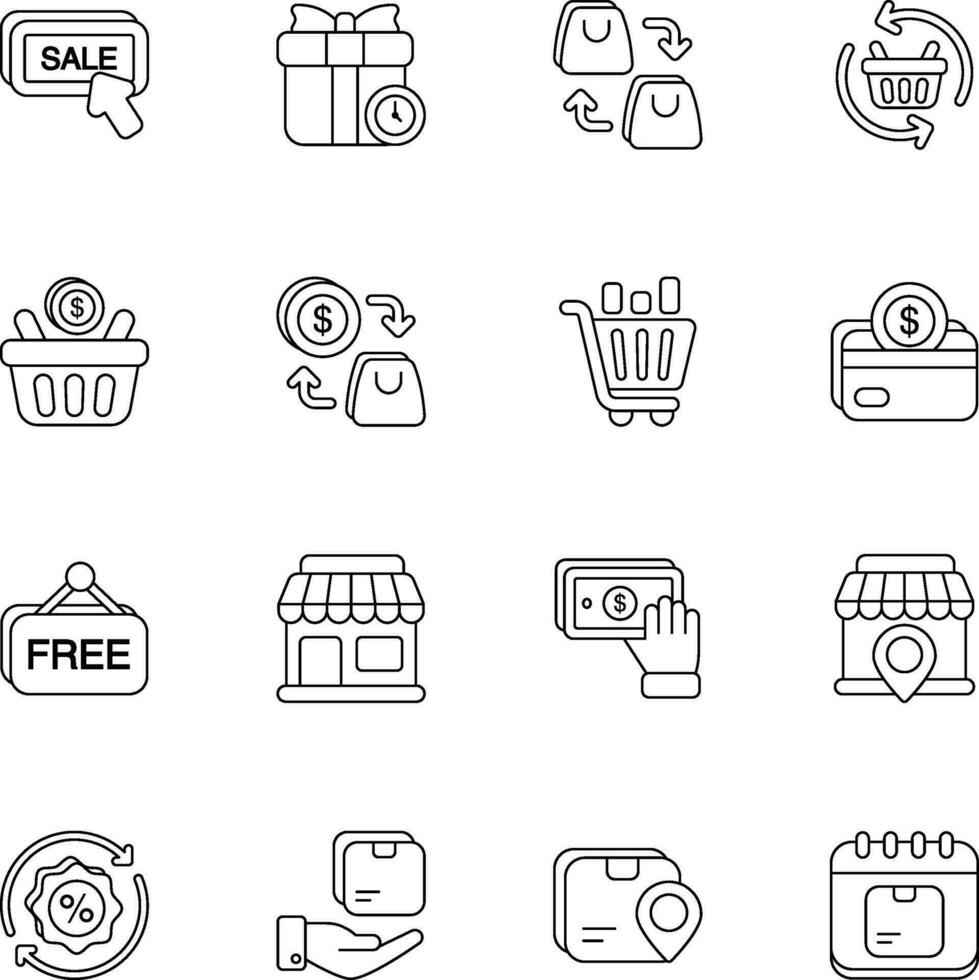 Pack of Ecommerce and Shopping line icons set vector