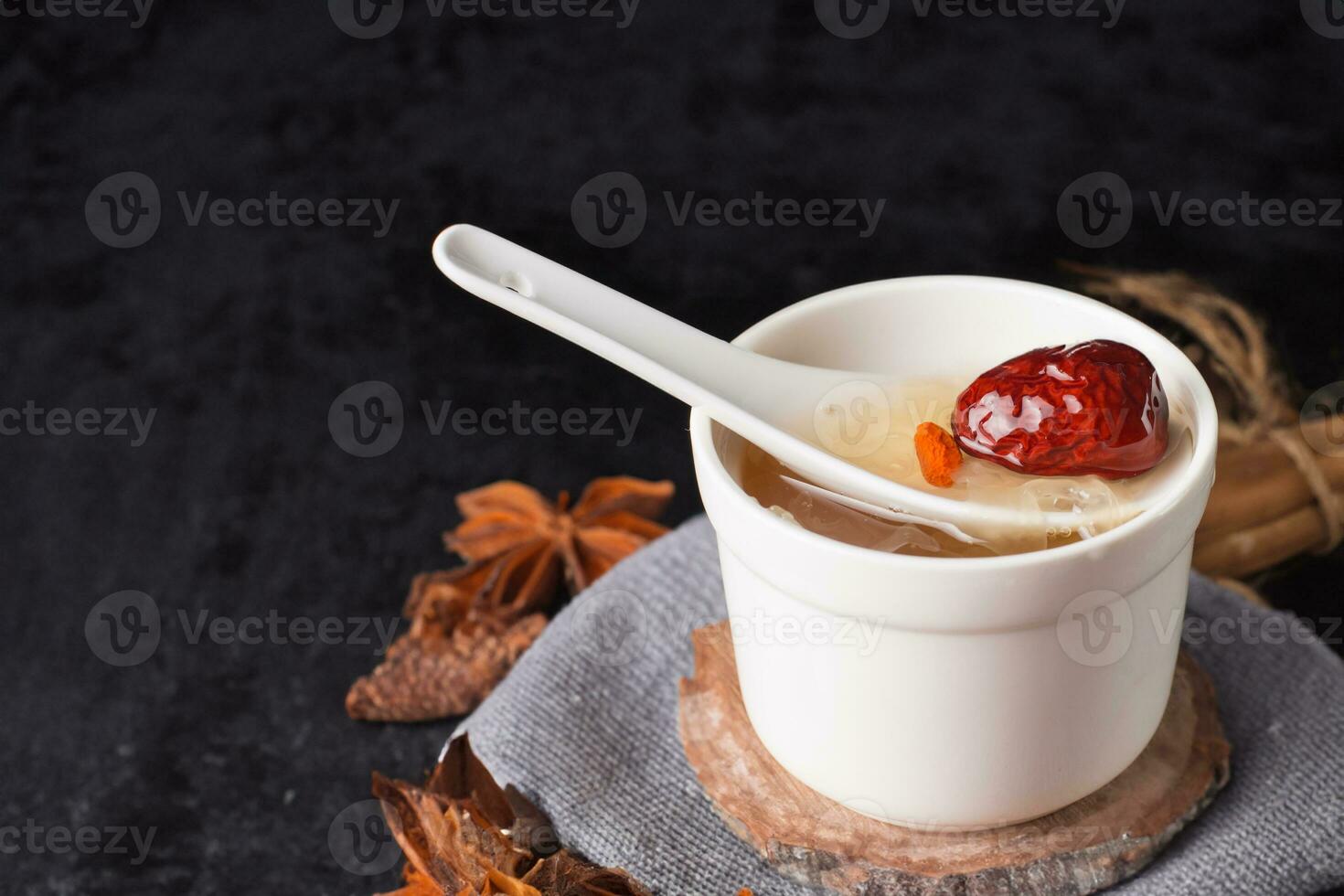 Delicious Chinese sweet soup with red dates and tremella Traditional