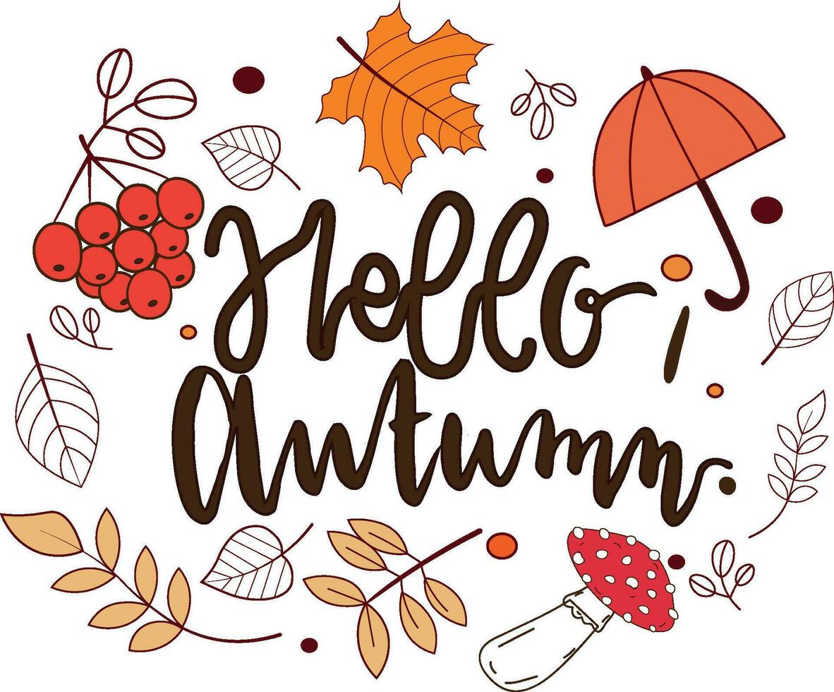 hand drawn background withautumn elements vector