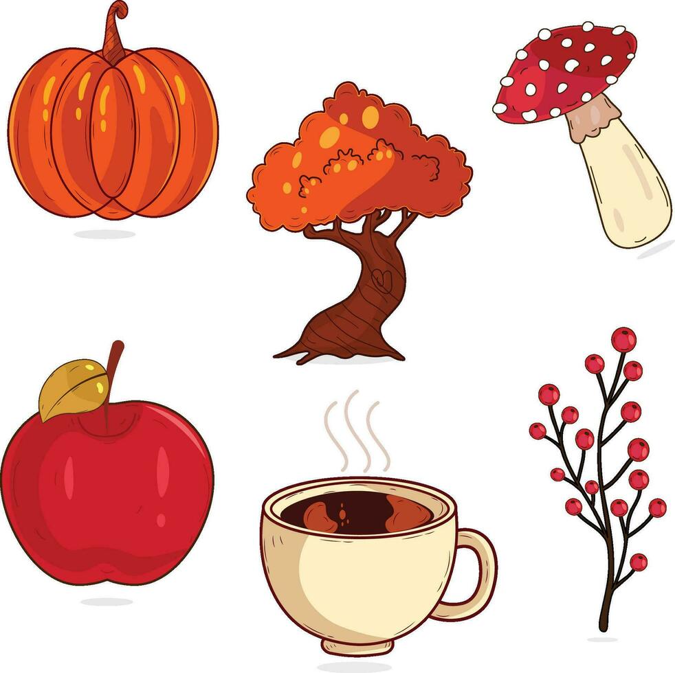 vector hand drawn elements collection for autumn celebration