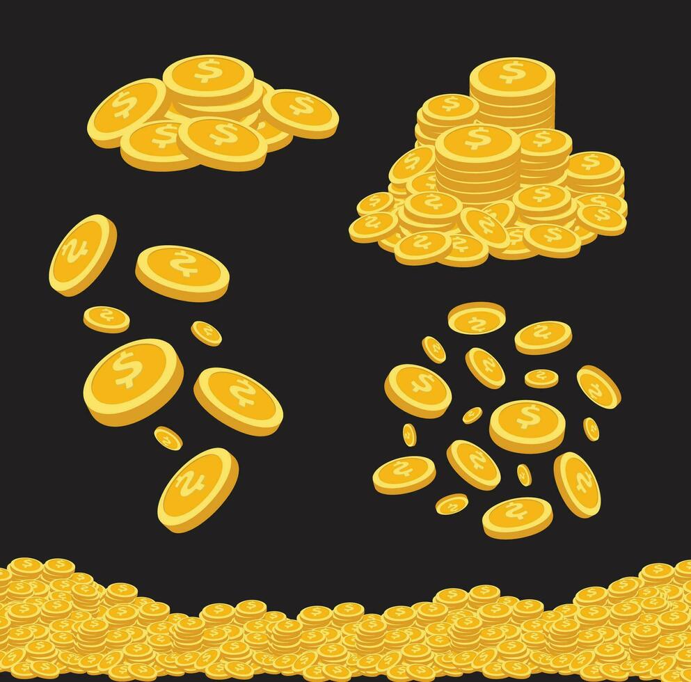 Money gold coins vector isolated on background.