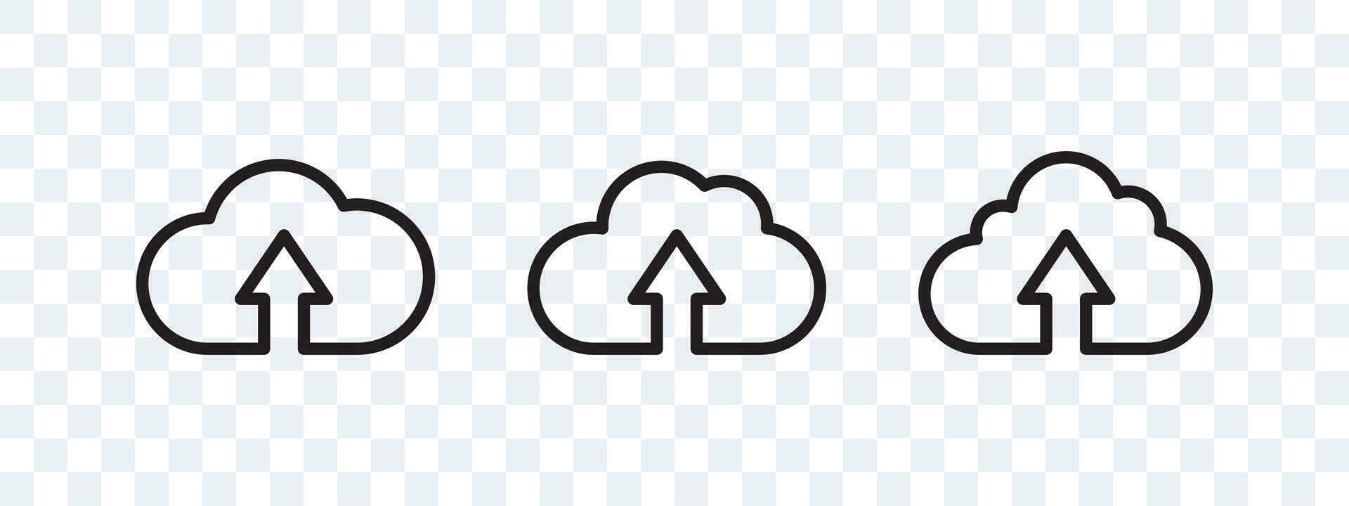 Cloud storage icons. Linear clouds. Functional icons for interfaces. Vector scalable graphics