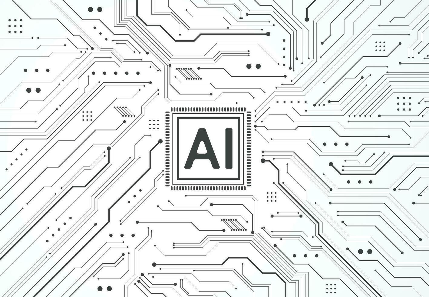 Artificial intelligence chipset on circuit board in futuristic concept technology artwork for web, banner, card, cover. Vector illustration