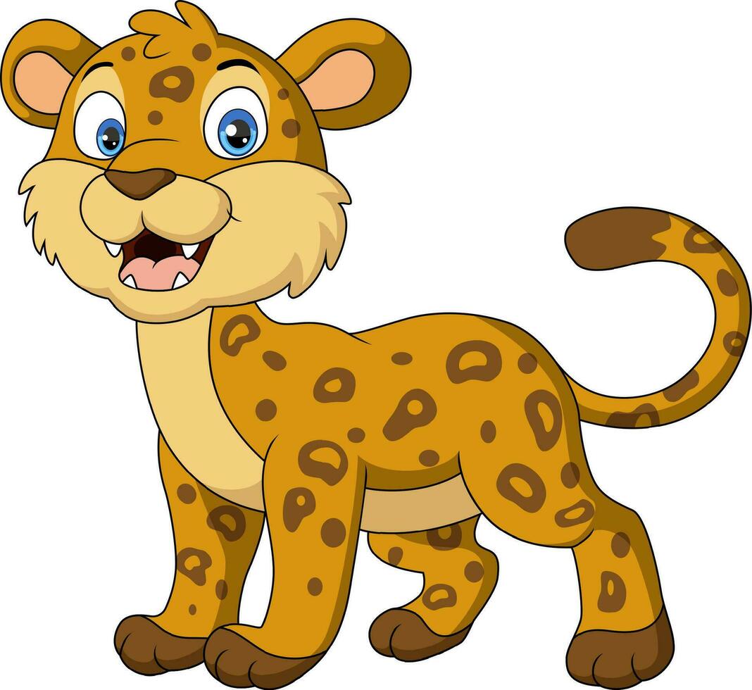 linda leopardo dibujos animados aislado en blanco antecedentes vector