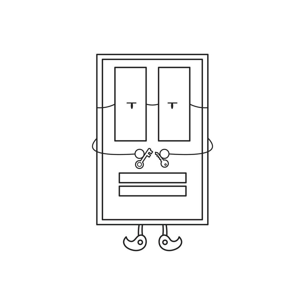 Hand drawn Kids drawing Cartoon Vector illustration cute lock picking door icon Isolated on White Background