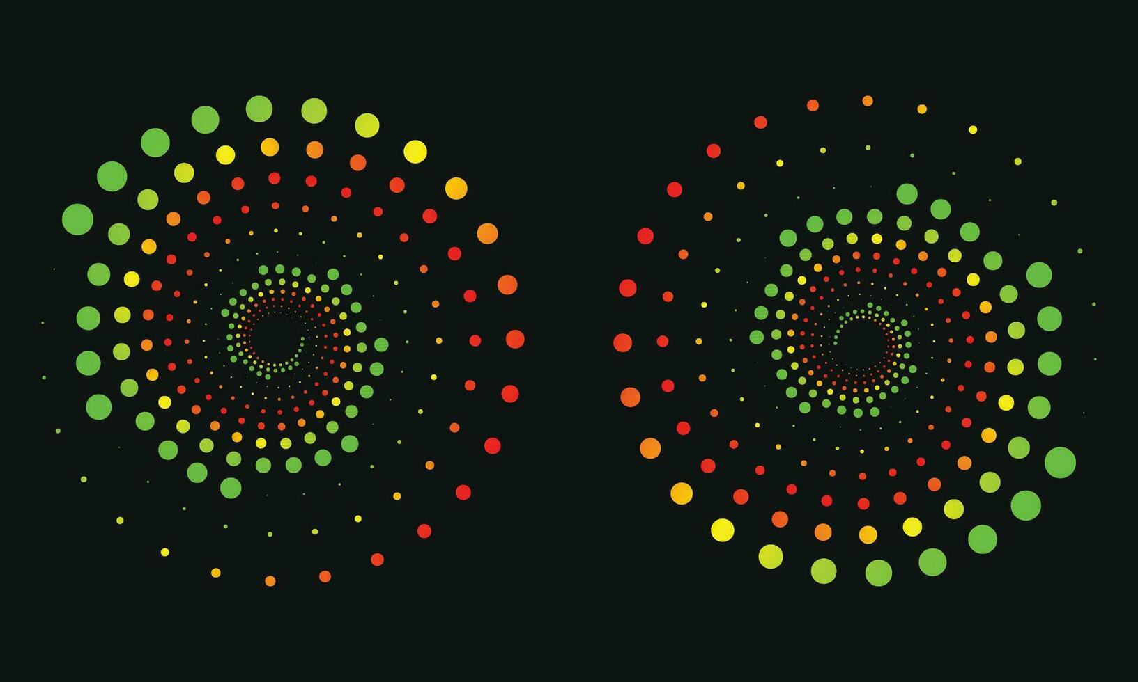 Abstract Orange dotted spiral vortex on a colorful background Swirl pattern dots vector illustration