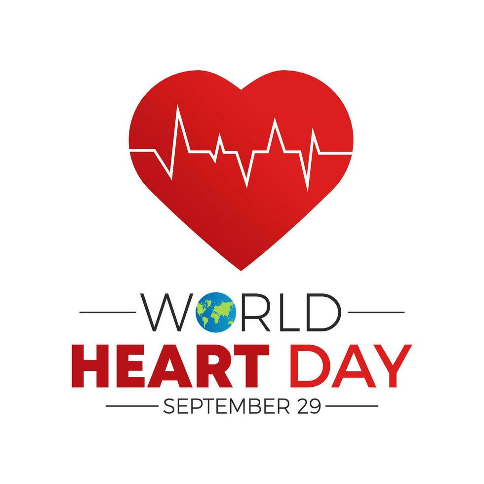 Vector illustration on the theme of World heart day observed on september 29. Vector template for banner, greeting card, poster with background. Vector illustration.