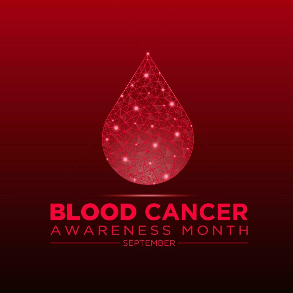 Blood cancer awareness month is observed every year in september. Low poly style design. Vector template for banner, greeting card, poster with geometric background. Isolated vector illustration.