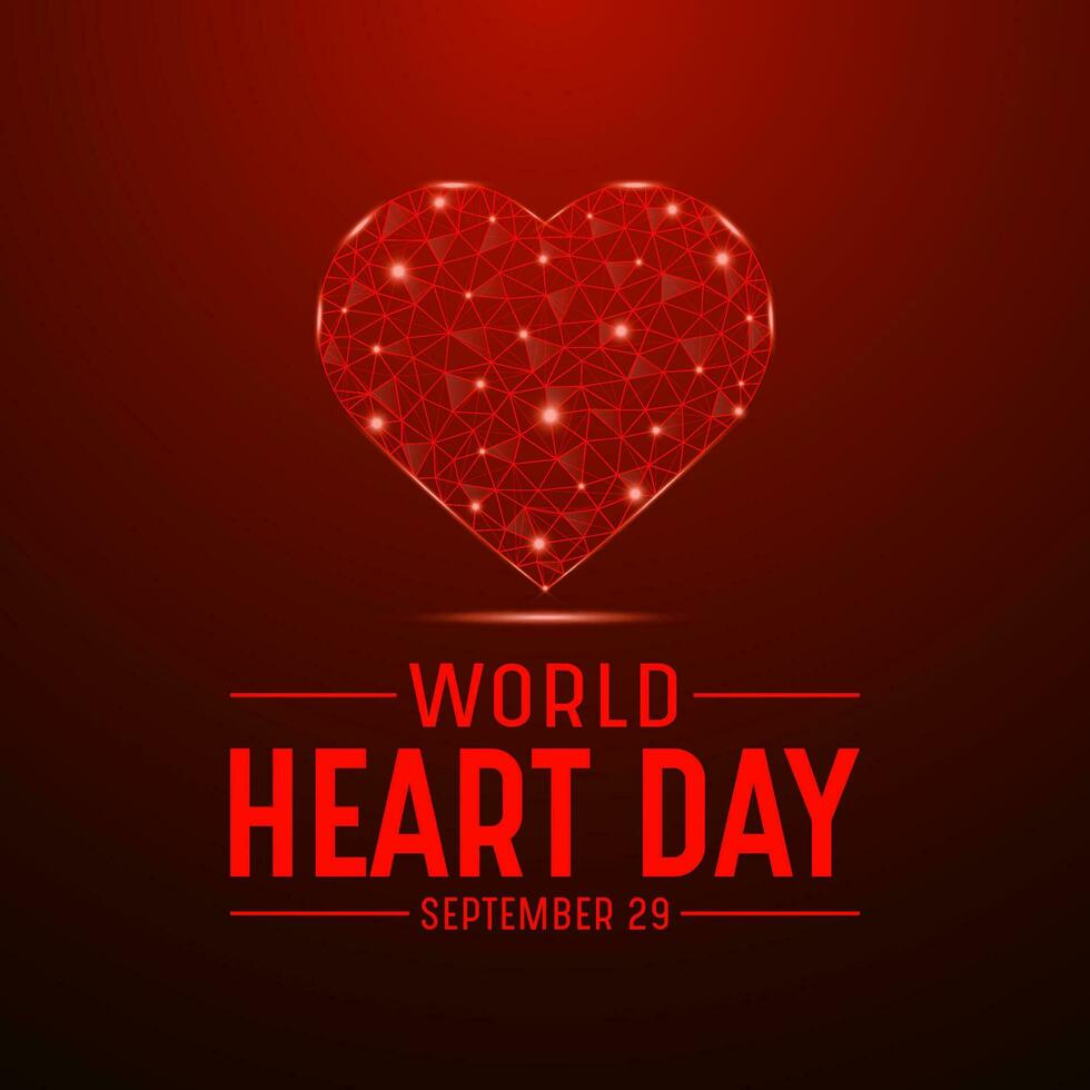 Vector illustration on the theme of World heart day observed on september 29. Low poly style design. Geometric background. Vector template for banner, greeting card, poster with background.