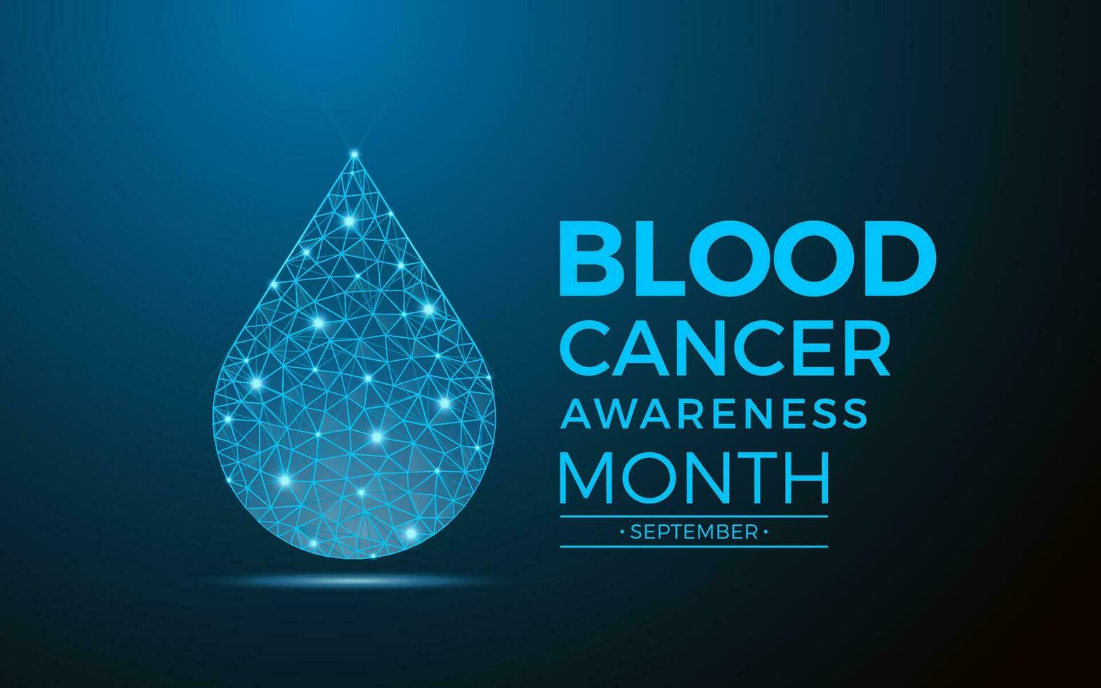 Blood cancer awareness month is observed every year in september. Low poly style design. Vector template for banner, greeting card, poster with geometric background. Isolated vector illustration.