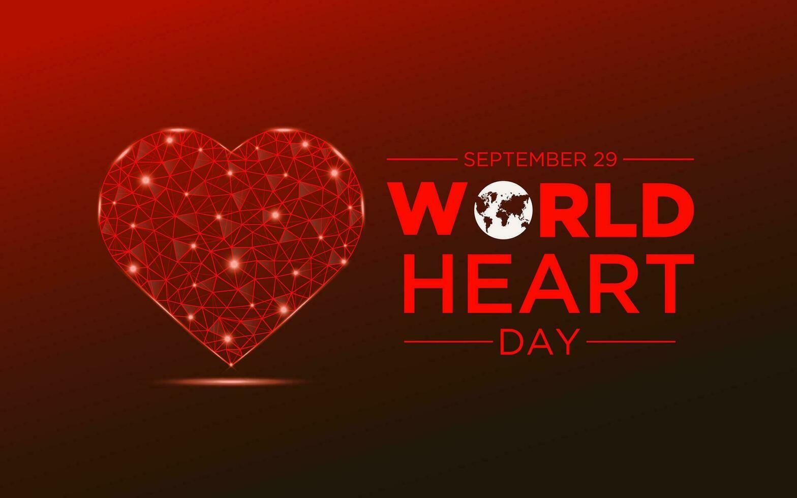 Vector illustration on the theme of World heart day observed on september 29. Low poly style design. Geometric background. Vector template for banner, greeting card, poster with background.