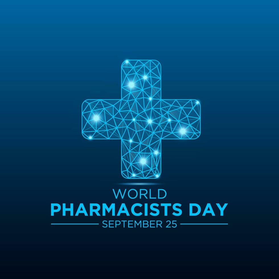 World pharmacists day on september 25 is a celebration of every pharmacist, pharmaceutical scientist. Low poly style design. Geometric background. Isolated vector illustration.