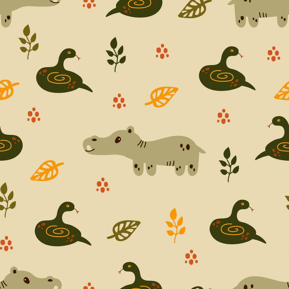 Childish seamless pattern with wildlife animals vector