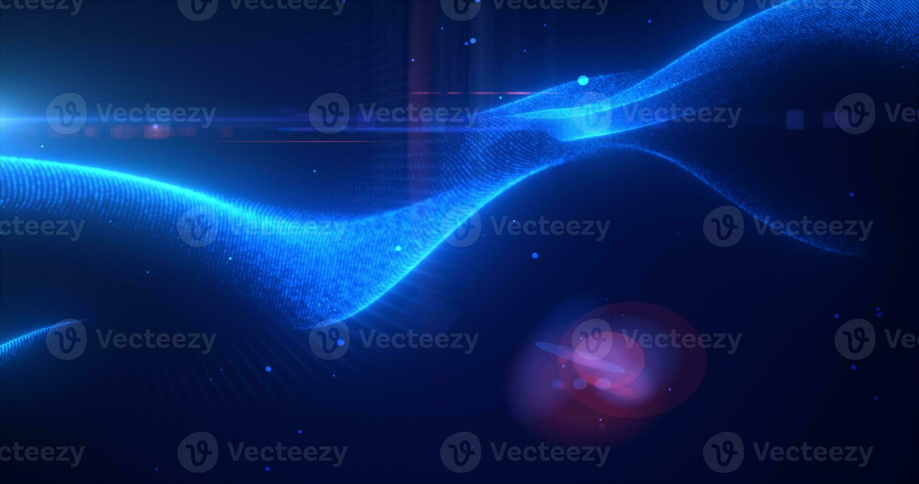 Blue glowing energy bright waves from small particles and lines abstract background photo