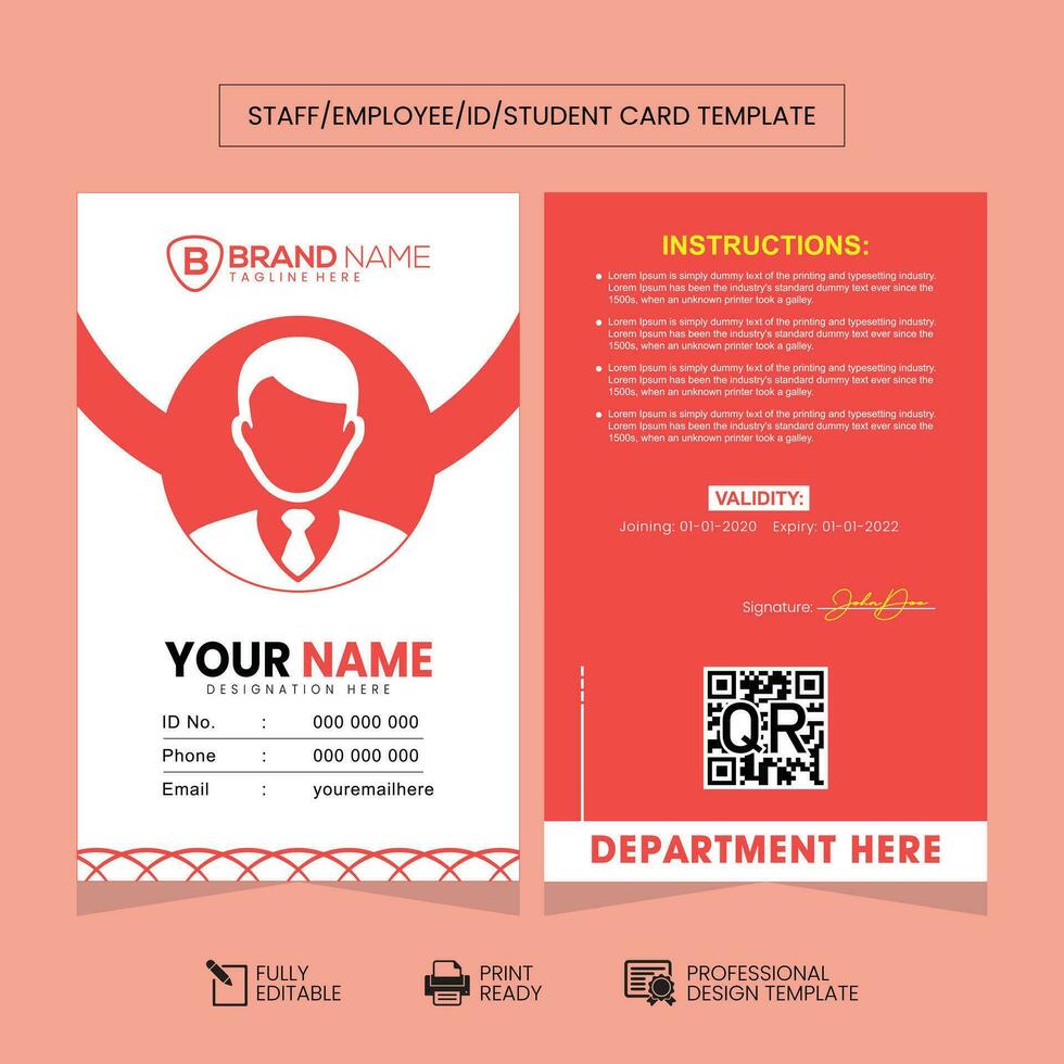 Clean and Simple ID Card Design Template vector
