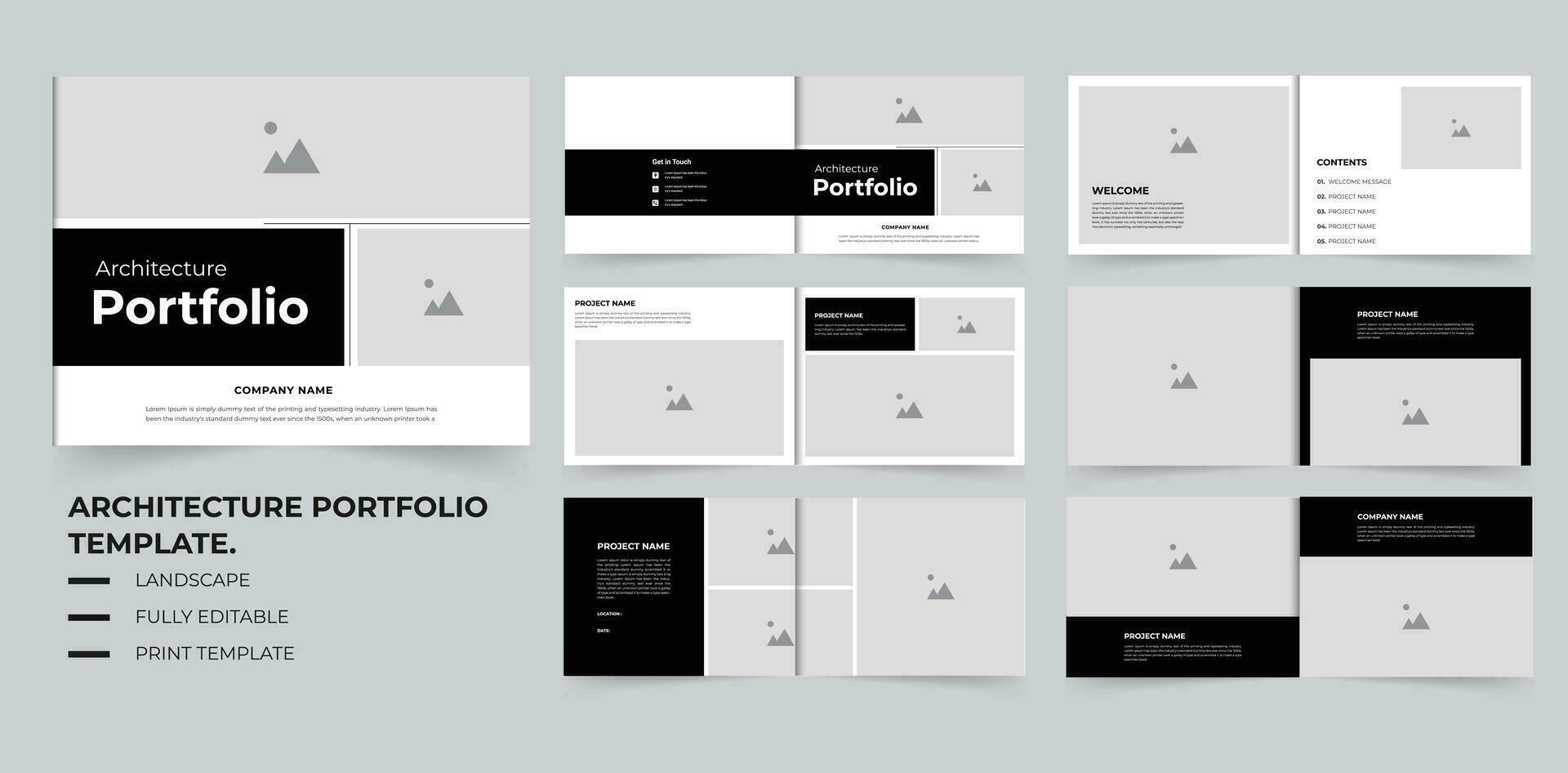 Portfolio template design Architecture portfolio or interior portfolio landscape design vector