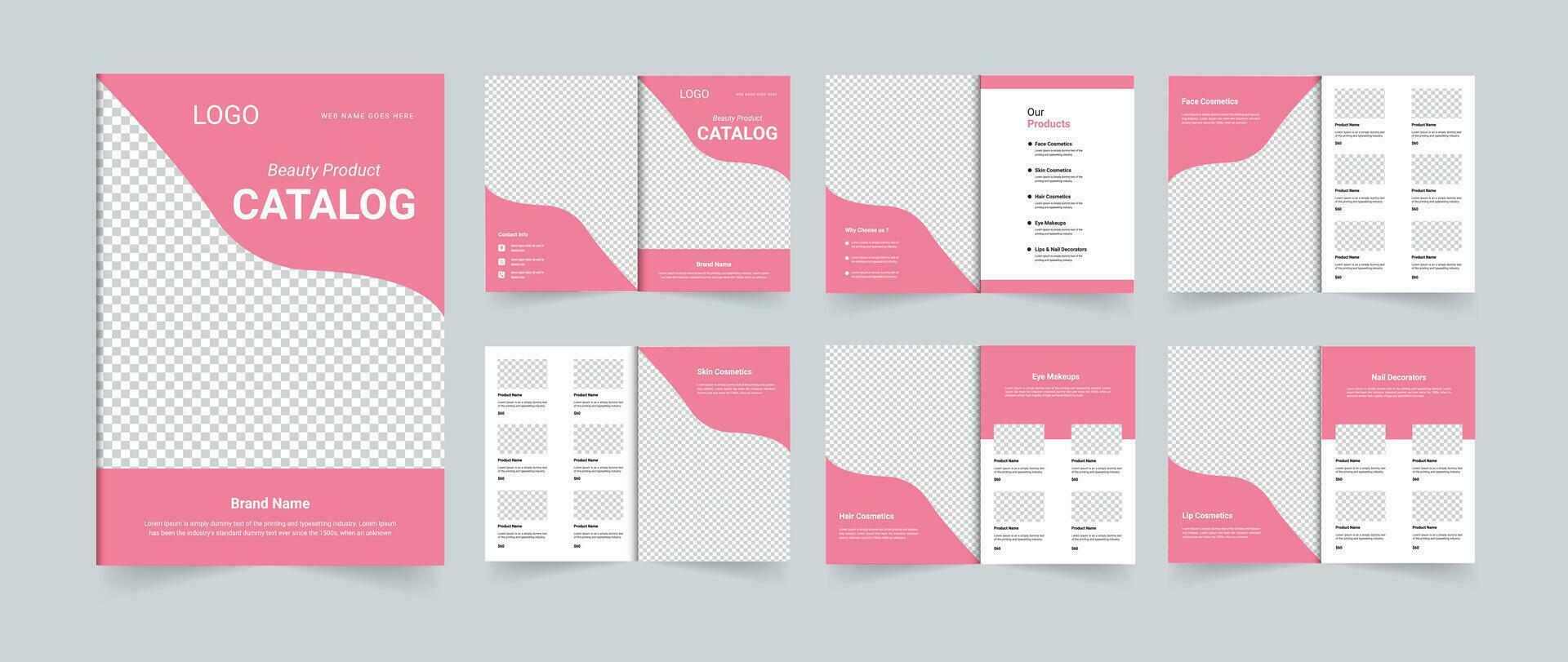 Beauty product catalog layout design or ladies cosmetics catalog template design vector