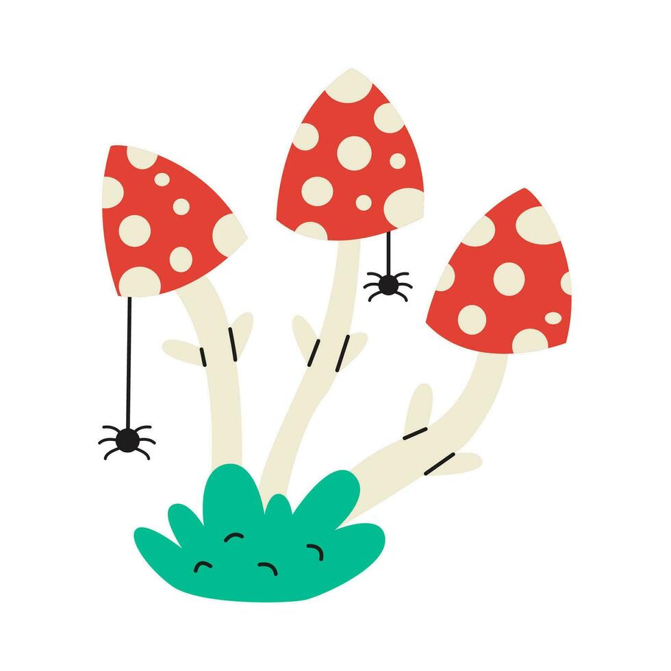 Halloween hand drawn Fly agaric vector