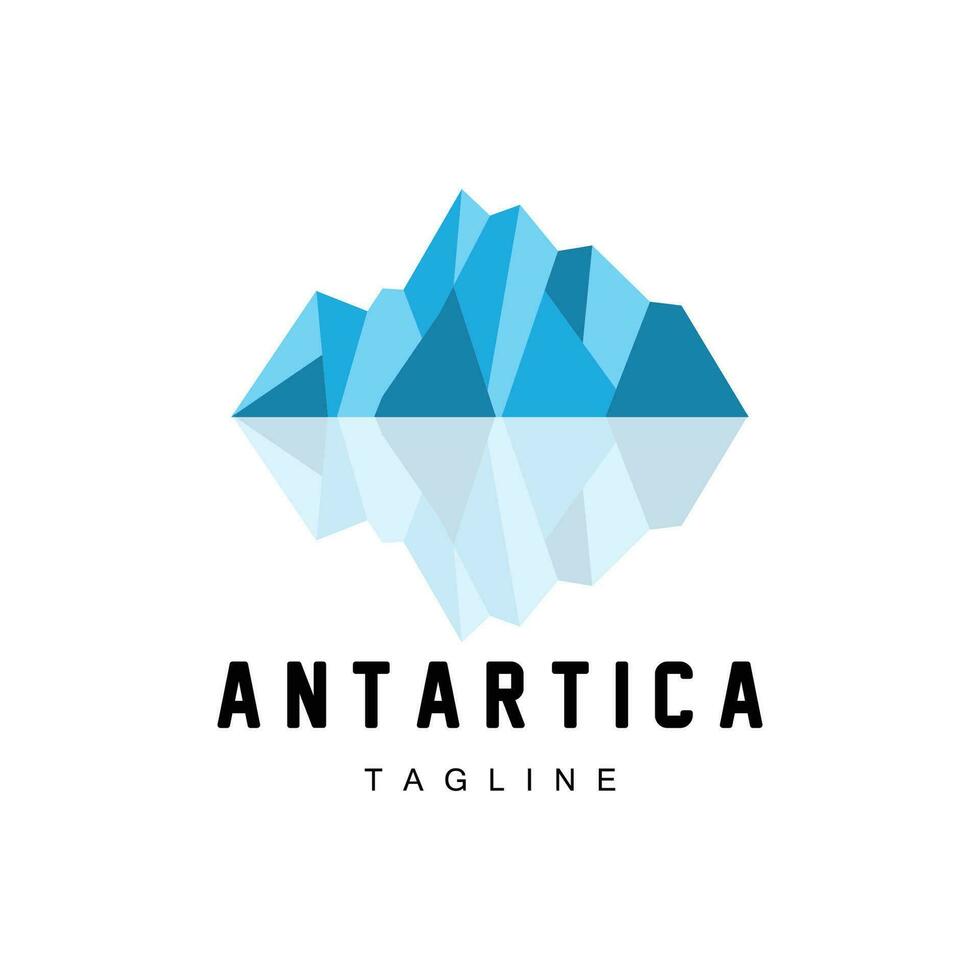 Iceberg Logo, Antarctica Logo Design, Simple Nature Landscape Vector Illustration Template