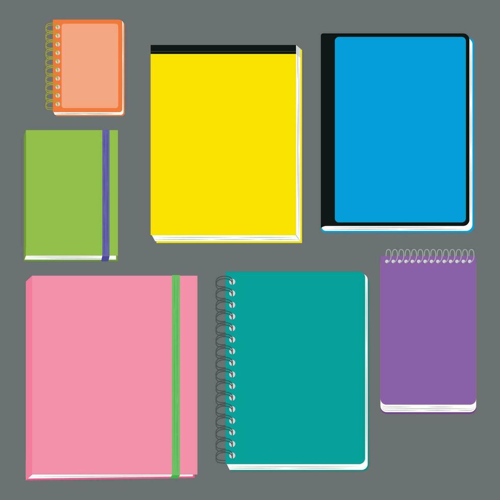 Notebooks collection flat illustration vector