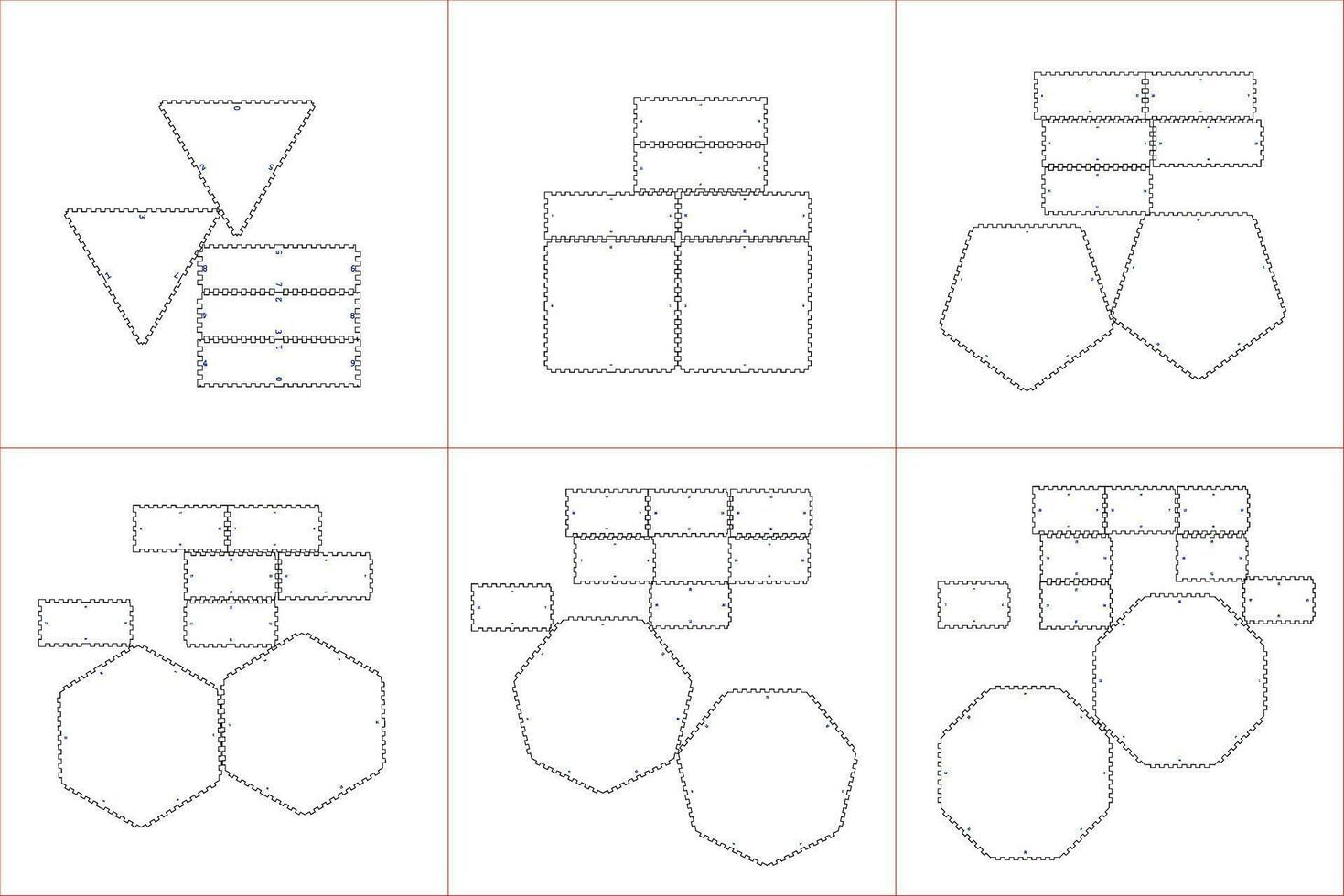 Cnc. laser cutting boxes collection . No glue. Vector illustration.