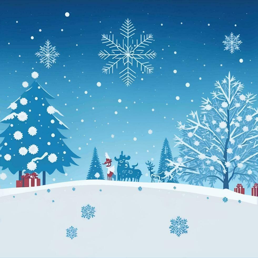 Snow And Trees Christmas Spirit Winter Image Vector Format High Quality